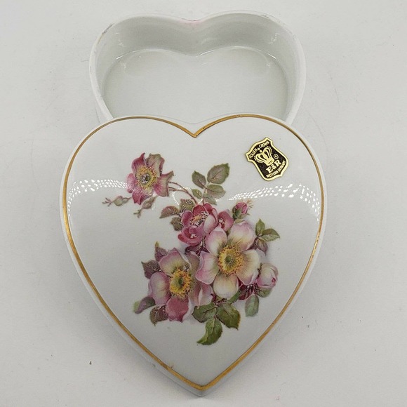 Gerold Porzellan Bavaria Large Heart Shaped Trinket Box Made In West Germany - Picture 4 of 6